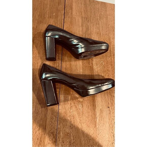 Coach Brown Bronze Block Leather Heels Round Toe Womens Size 8 - Picture 12 of 12